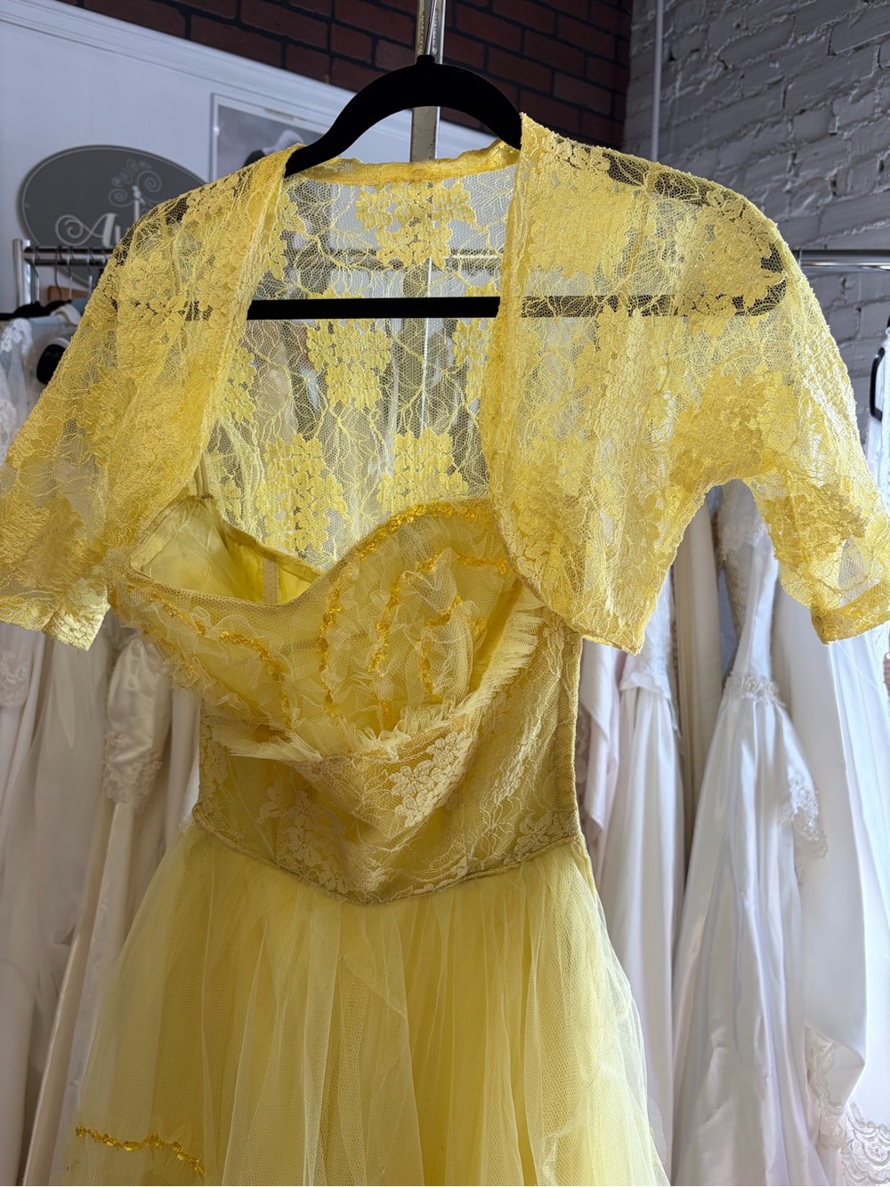 1950s Sunshine Yellow Cocktail Dress - Picture 2 of 7